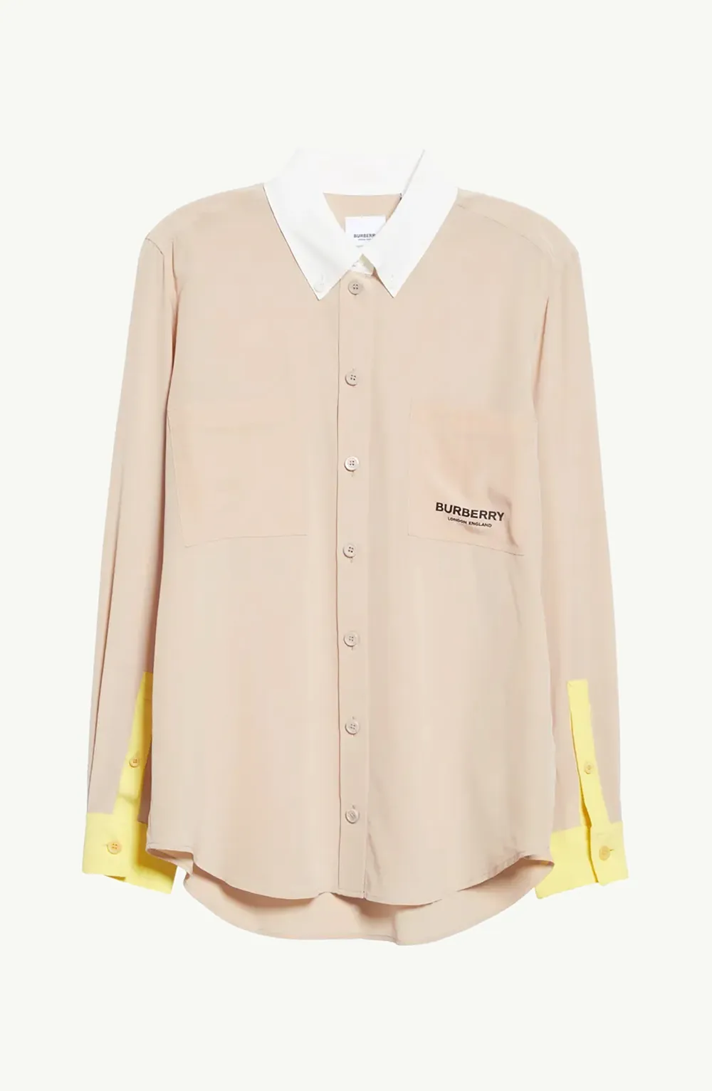 BURBERRY Women Anette Silk Long Sleeves Shirt in Soft Fawn 0