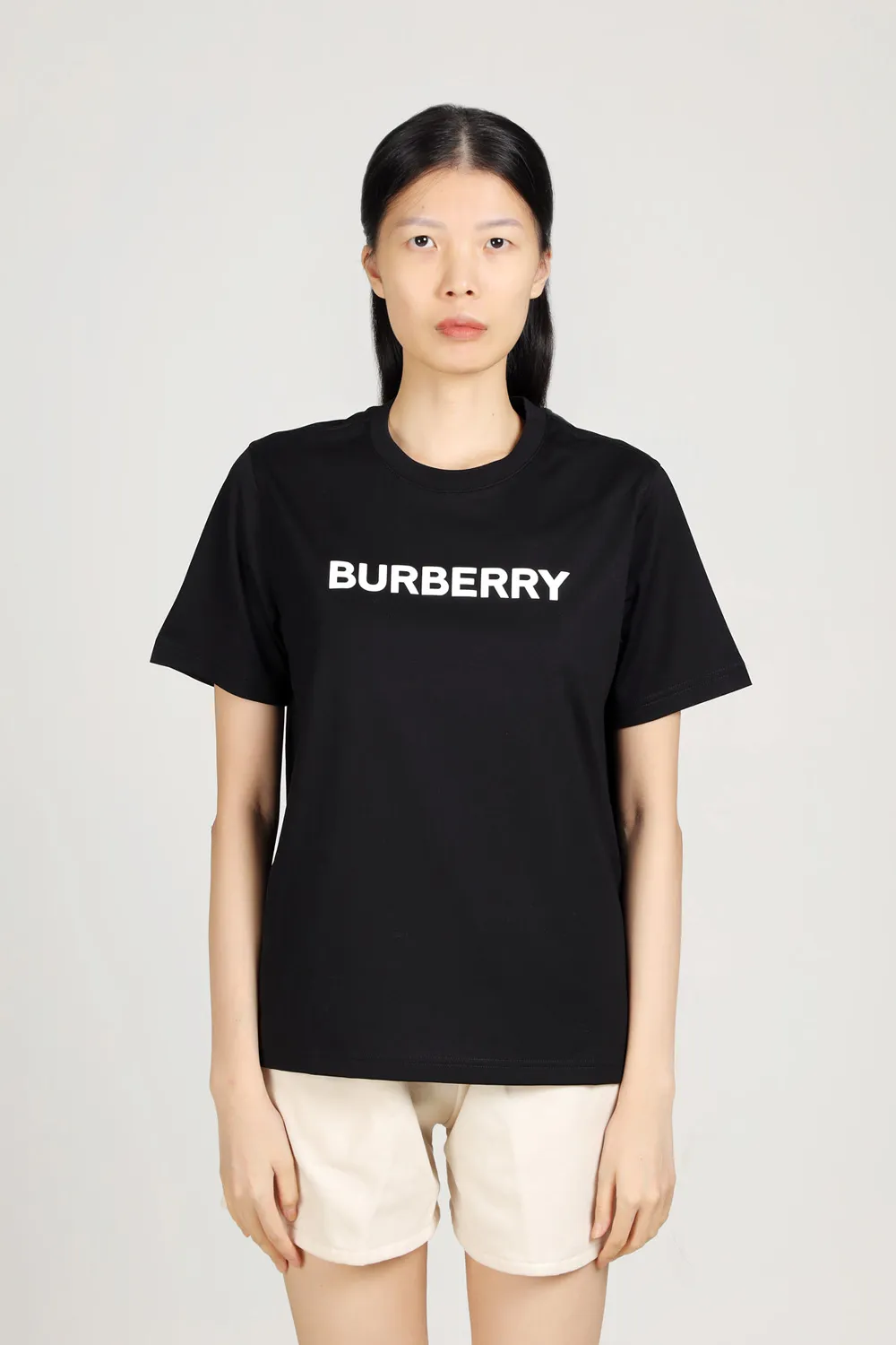 BURBERRY Women Logo Print Cotton Regular Fit T-Shirt in Black 1