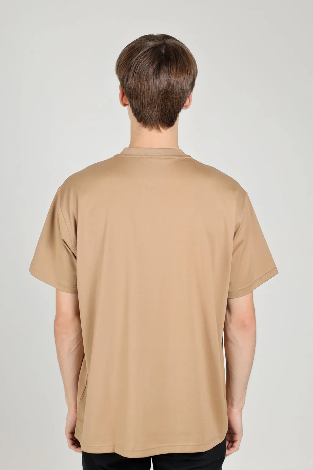 BURBERRY Men Logo Print Cotton Oversized T-Shirt in Camel 2