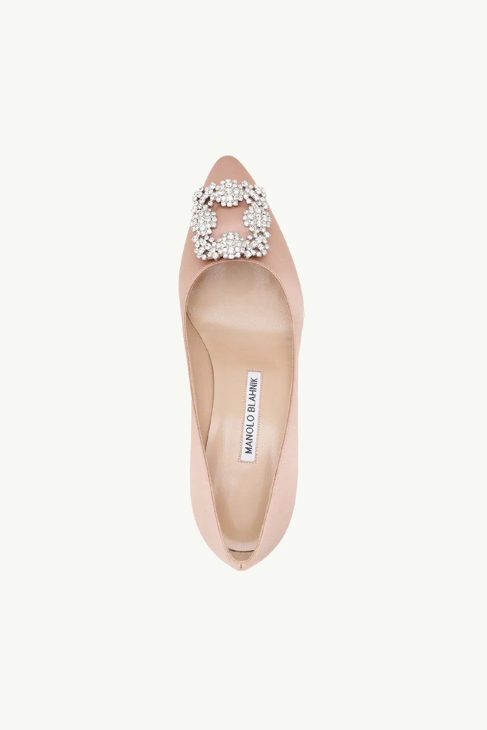 MANOLO BLAHNIK Hangisi 5cm Pumps in Champagne Satin with White Crystal 3