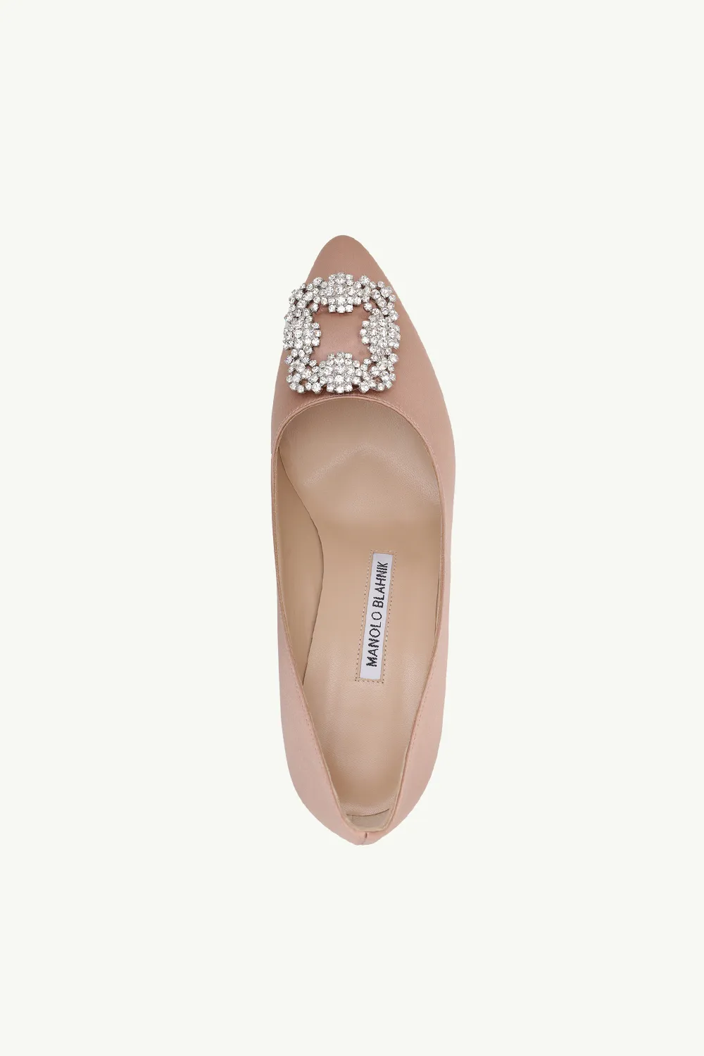 MANOLO BLAHNIK Hangisi 7cm Pumps in Champagne Satin with White Crystal 3