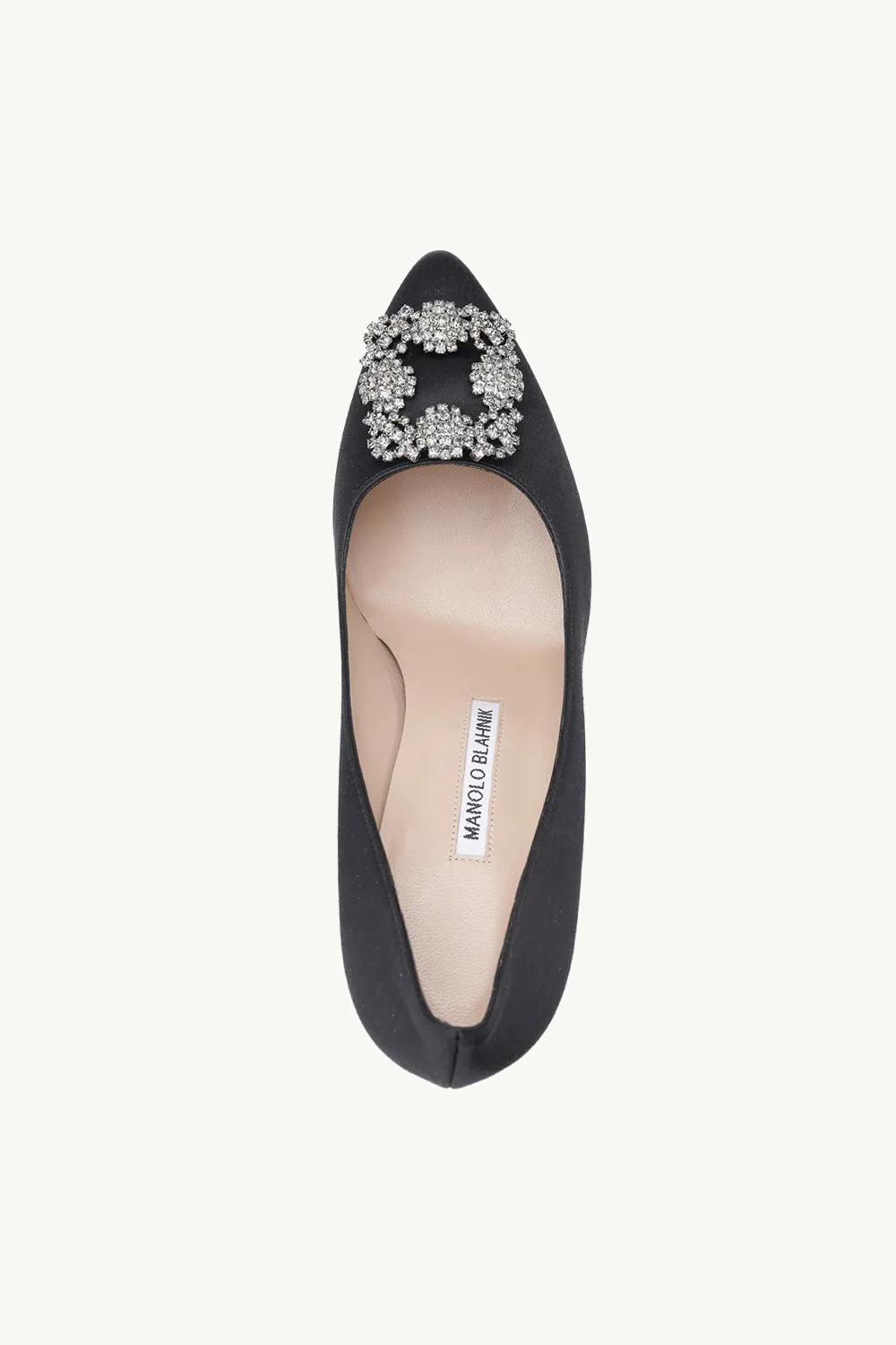 MANOLO BLAHNIK Hangisi 9cm Pumps in Black Satin with Dark Crystal 3
