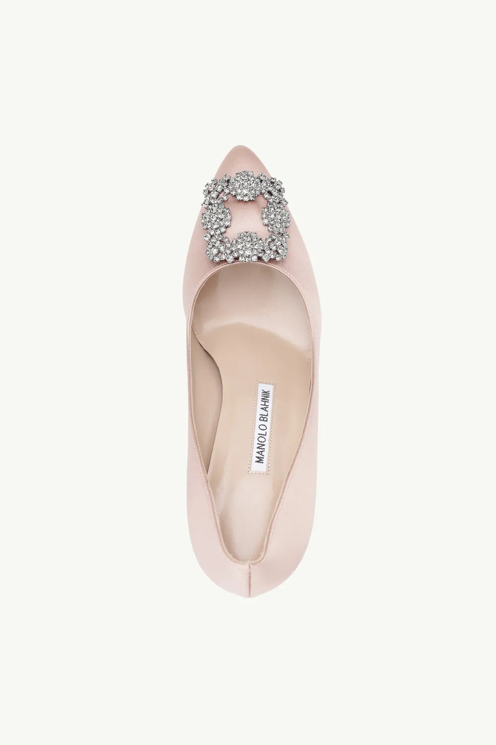 MANOLO BLAHNIK Hangisi 9cm Pumps in Champagne Satin with Dark Crystal 3