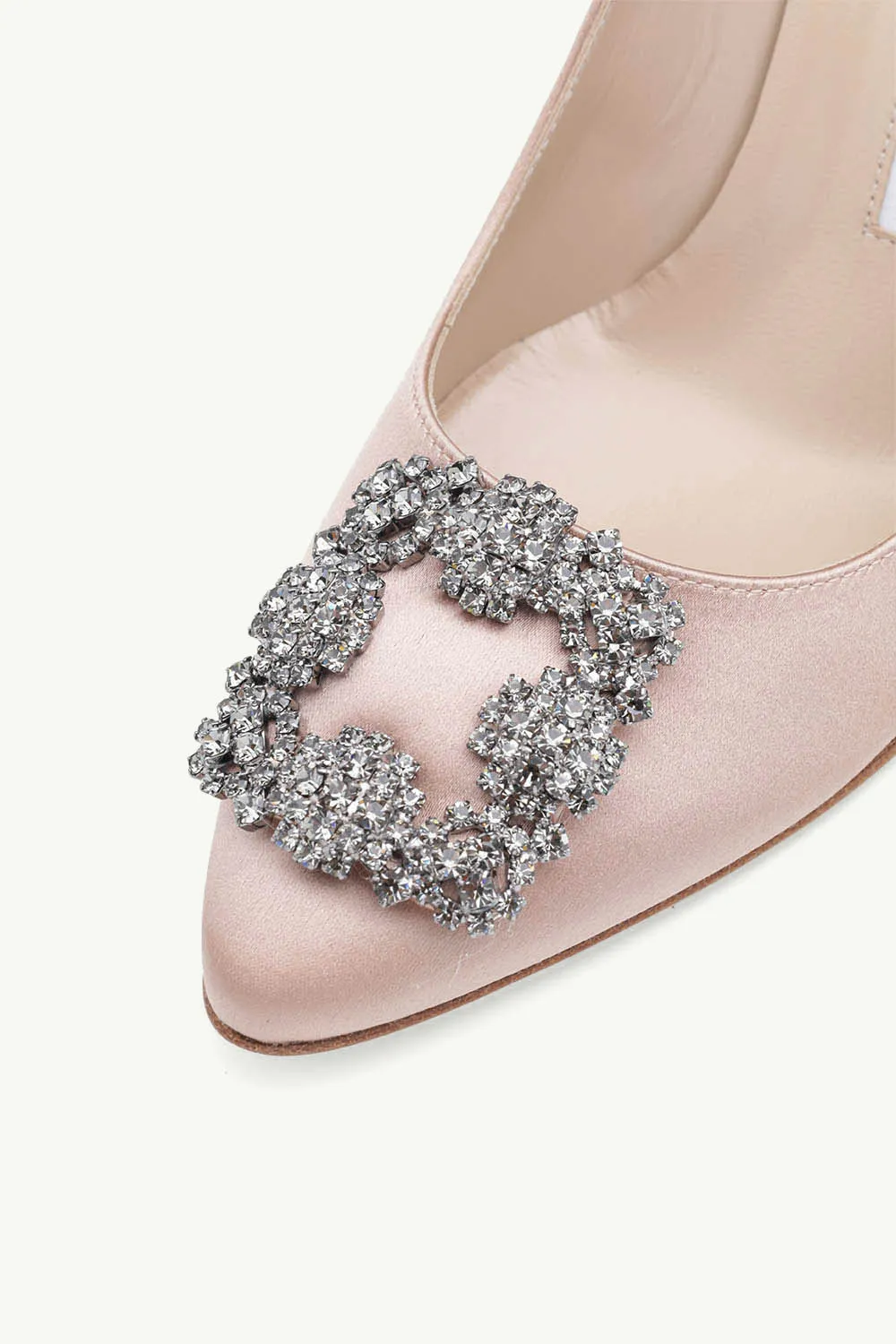 MANOLO BLAHNIK Hangisi 9cm Pumps in Champagne Satin with Dark Crystal 4