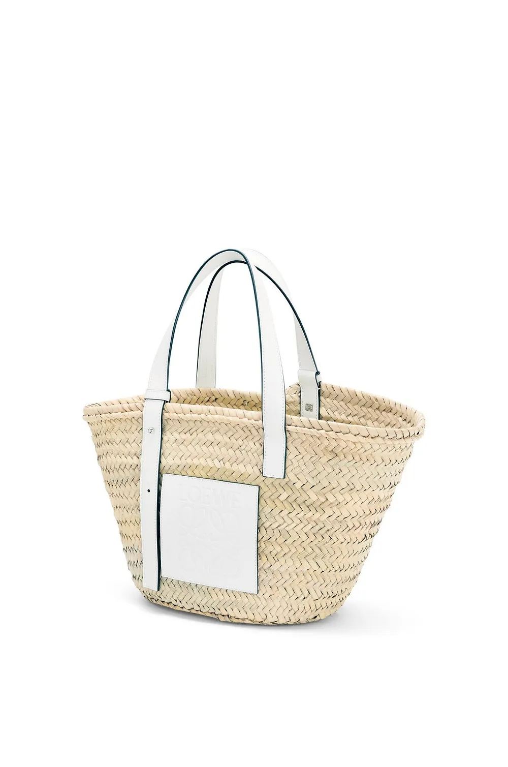 LOEWE Basket Top Handle Bag in Natural/White Palm Leaf x Calfskin 1
