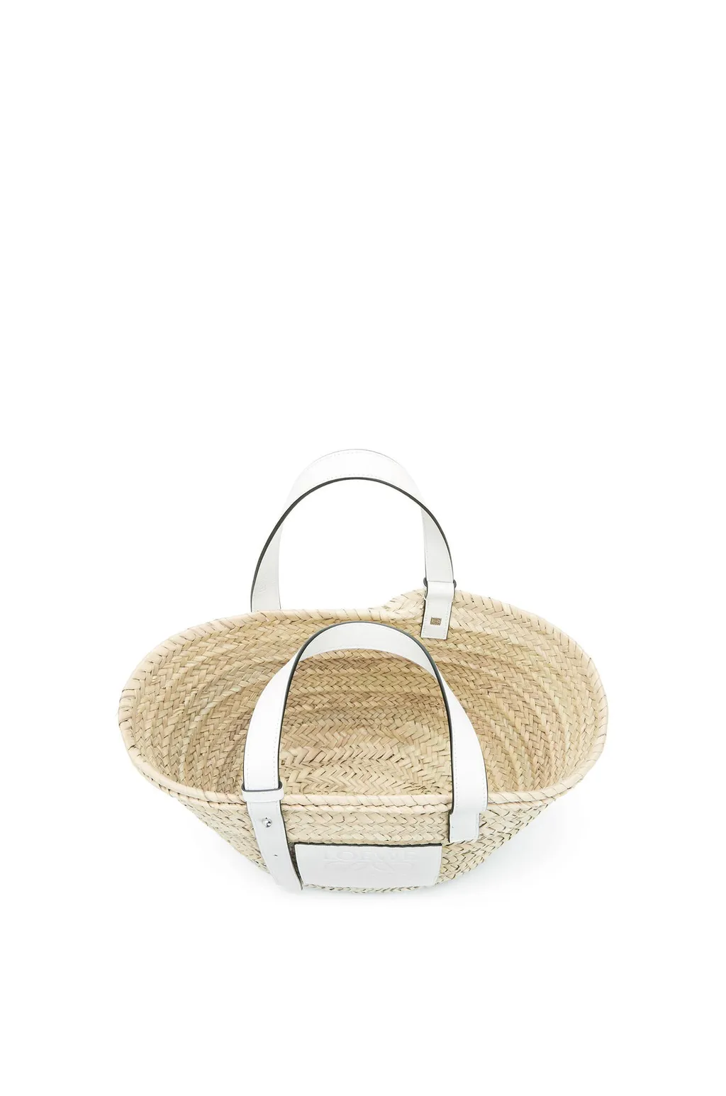 LOEWE Basket Top Handle Bag in Natural/White Palm Leaf x Calfskin 2