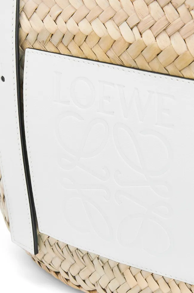LOEWE Basket Top Handle Bag in Natural/White Palm Leaf x Calfskin 3