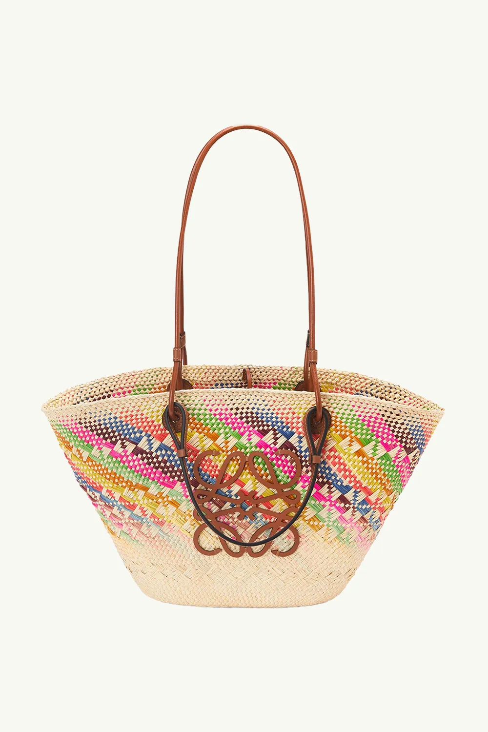 LOEWE X PAULA'S IBIZA Anagram Rainbow Basket Bag in Natural/Tan Multicolor 0