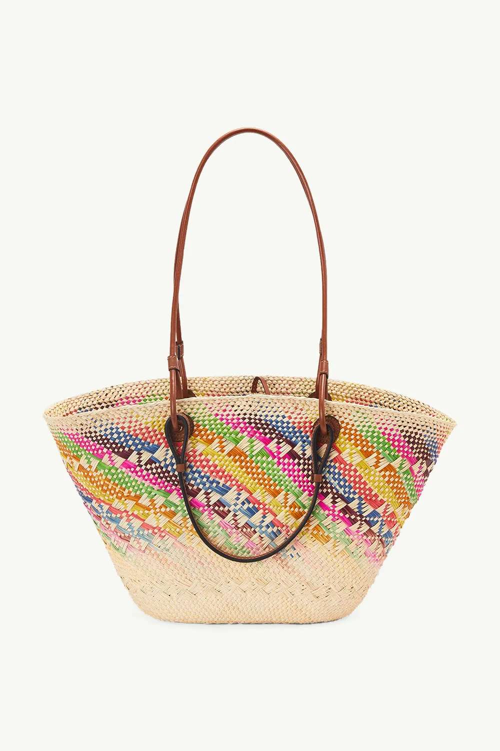 LOEWE X PAULA'S IBIZA Anagram Rainbow Basket Bag in Natural/Tan Multicolor 1
