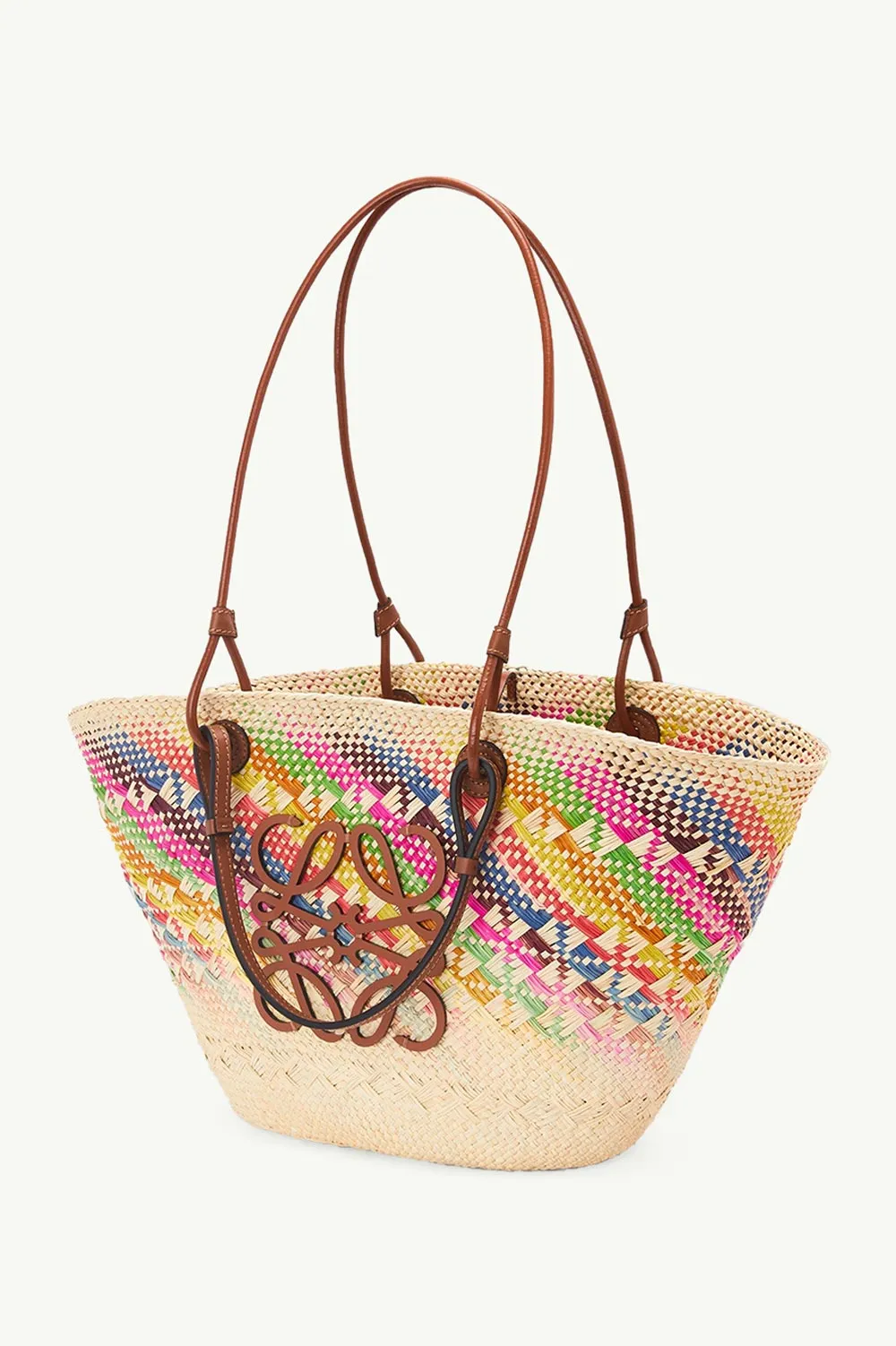 LOEWE X PAULA'S IBIZA Anagram Rainbow Basket Bag in Natural/Tan Multicolor 2