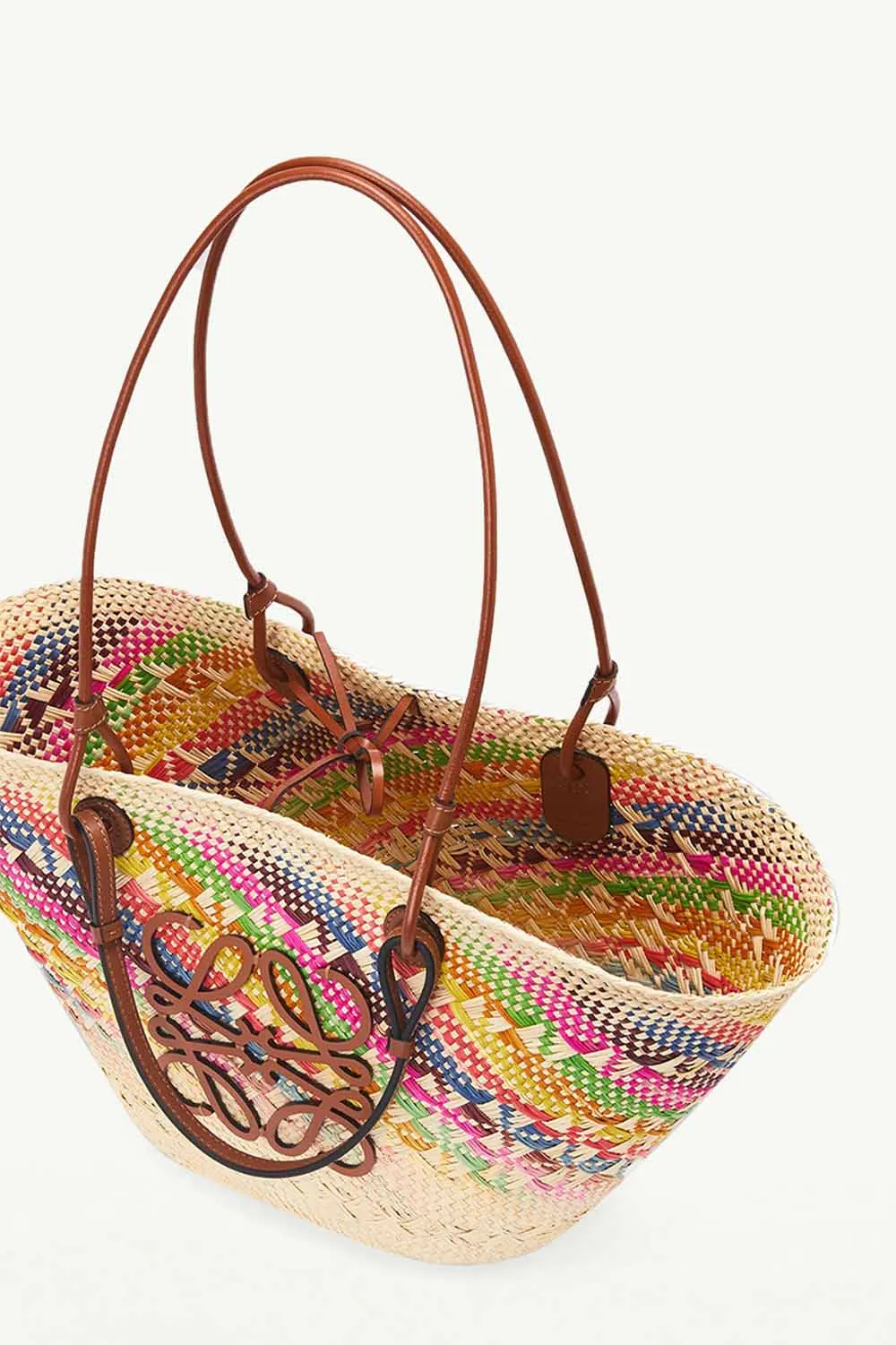 LOEWE X PAULA'S IBIZA Anagram Rainbow Basket Bag in Natural/Tan Multicolor 3