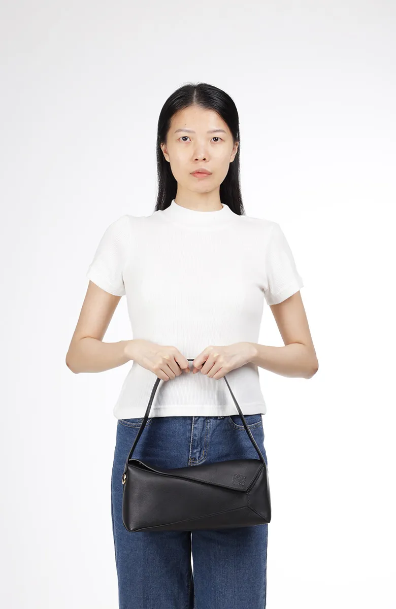 LOEWE Medium Puzzle Hobo Bag in Black Nappa Calfskin 4