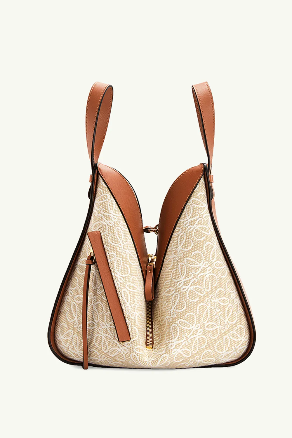 LOEWE Small Hammock in Ecru/Tan Anagram Jacquard and Calfskin 1