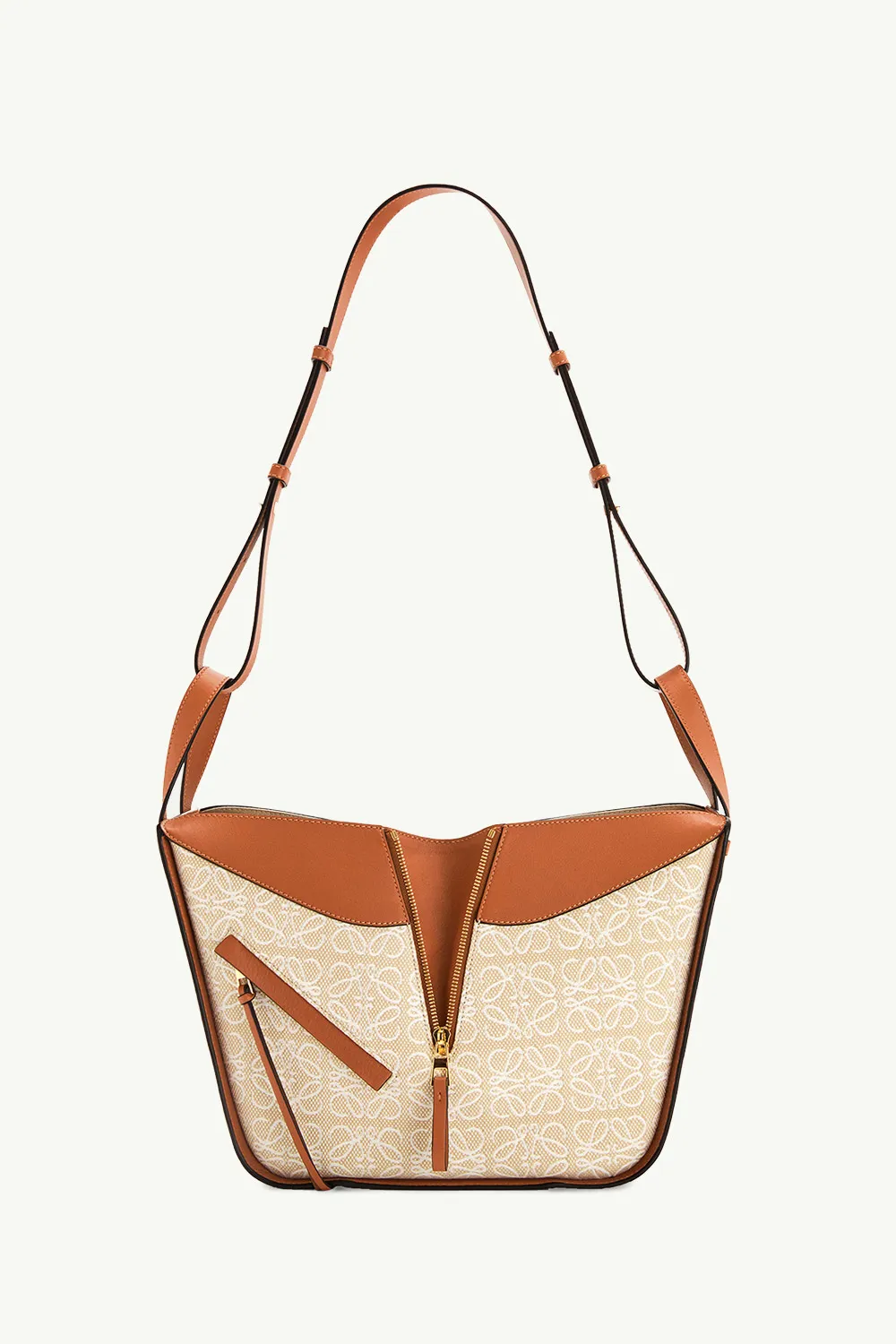 LOEWE Small Hammock in Ecru/Tan Anagram Jacquard and Calfskin 3