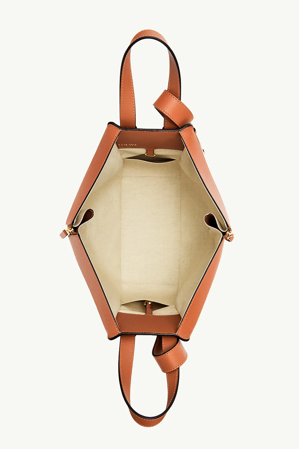 LOEWE Small Hammock in Ecru/Tan Anagram Jacquard and Calfskin 4