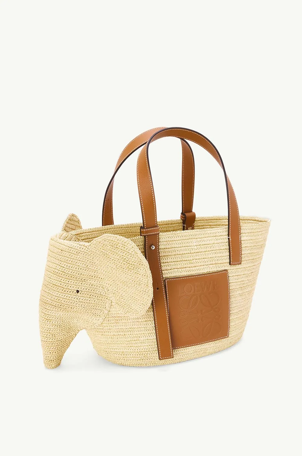 LOEWE Elephant Basket Top Handle Bag in Natural/Tan 1