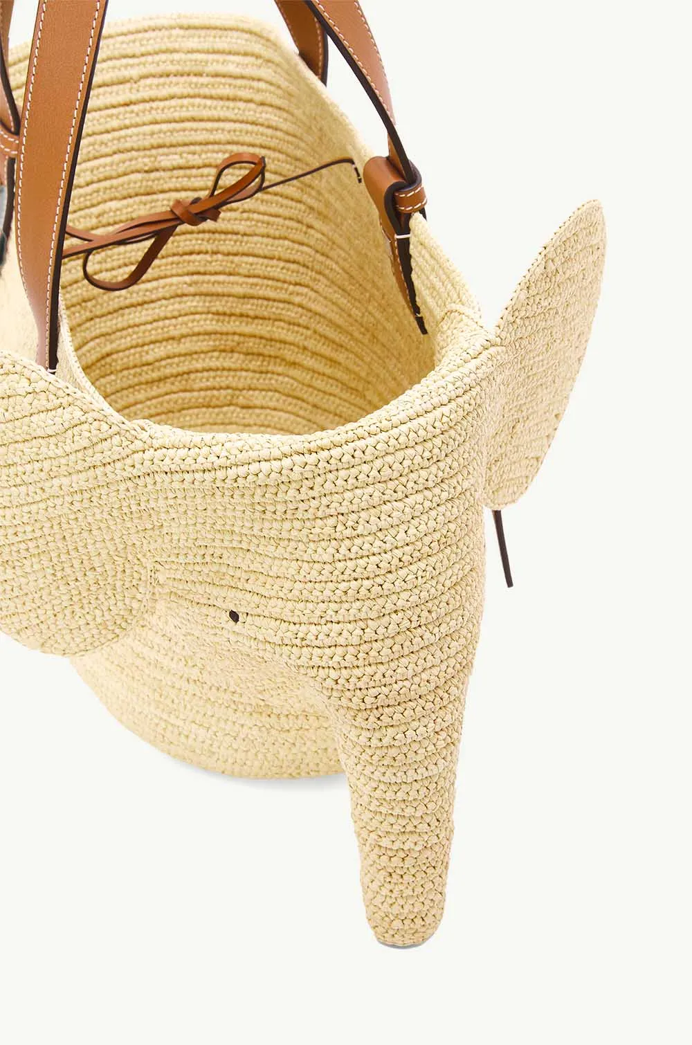 LOEWE Elephant Basket Top Handle Bag in Natural/Tan 3