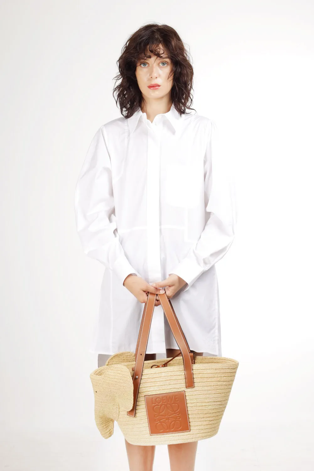 LOEWE Elephant Basket Top Handle Bag in Natural/Tan 4