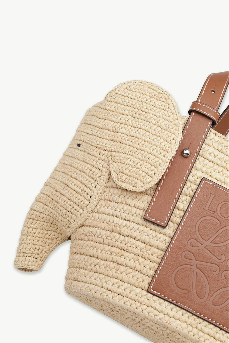 LOEWE Small Elephant Basket Top Handle Bag in Natural/Tan 3
