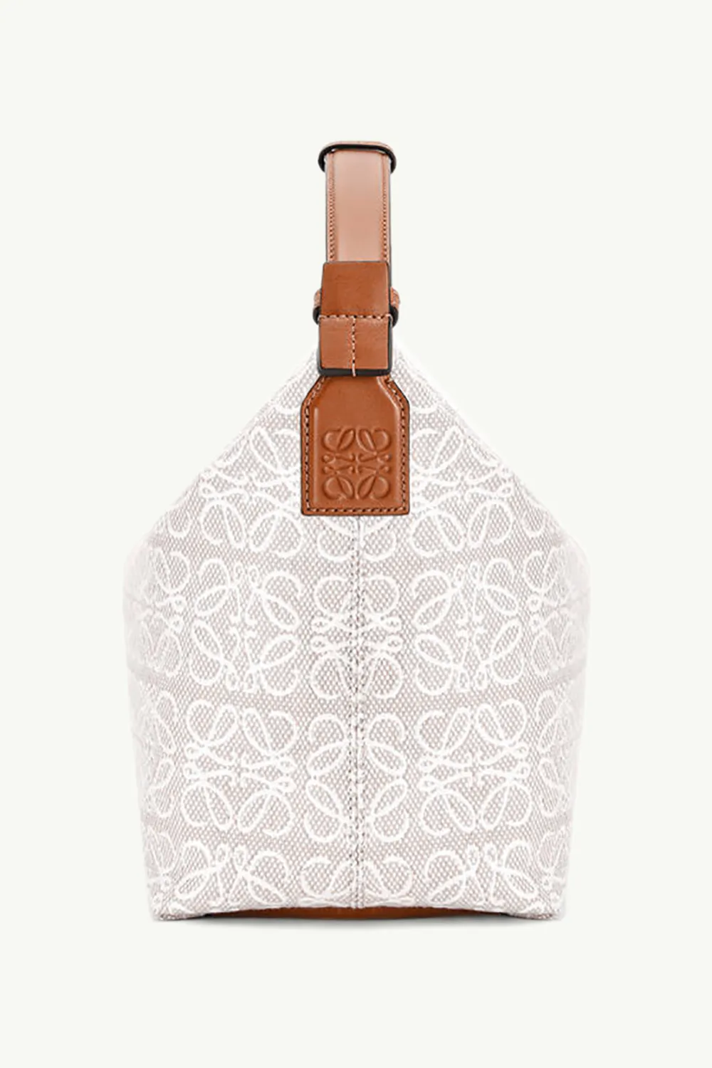LOEWE Cubi Bag in Ecru/Tan Anagram Jacquard and Calfskin 1