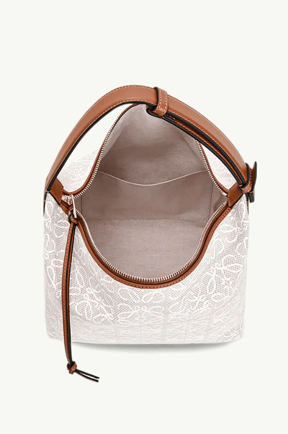 LOEWE Cubi Bag in Ecru/Tan Anagram Jacquard and Calfskin 2