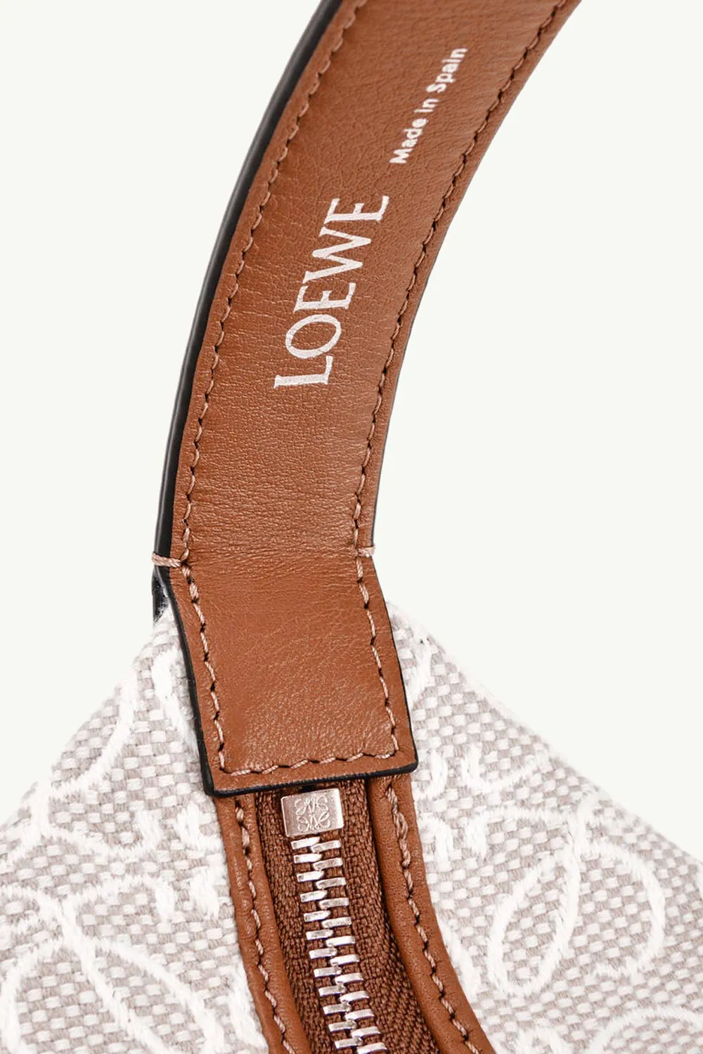 LOEWE Cubi Bag in Ecru/Tan Anagram Jacquard and Calfskin 3