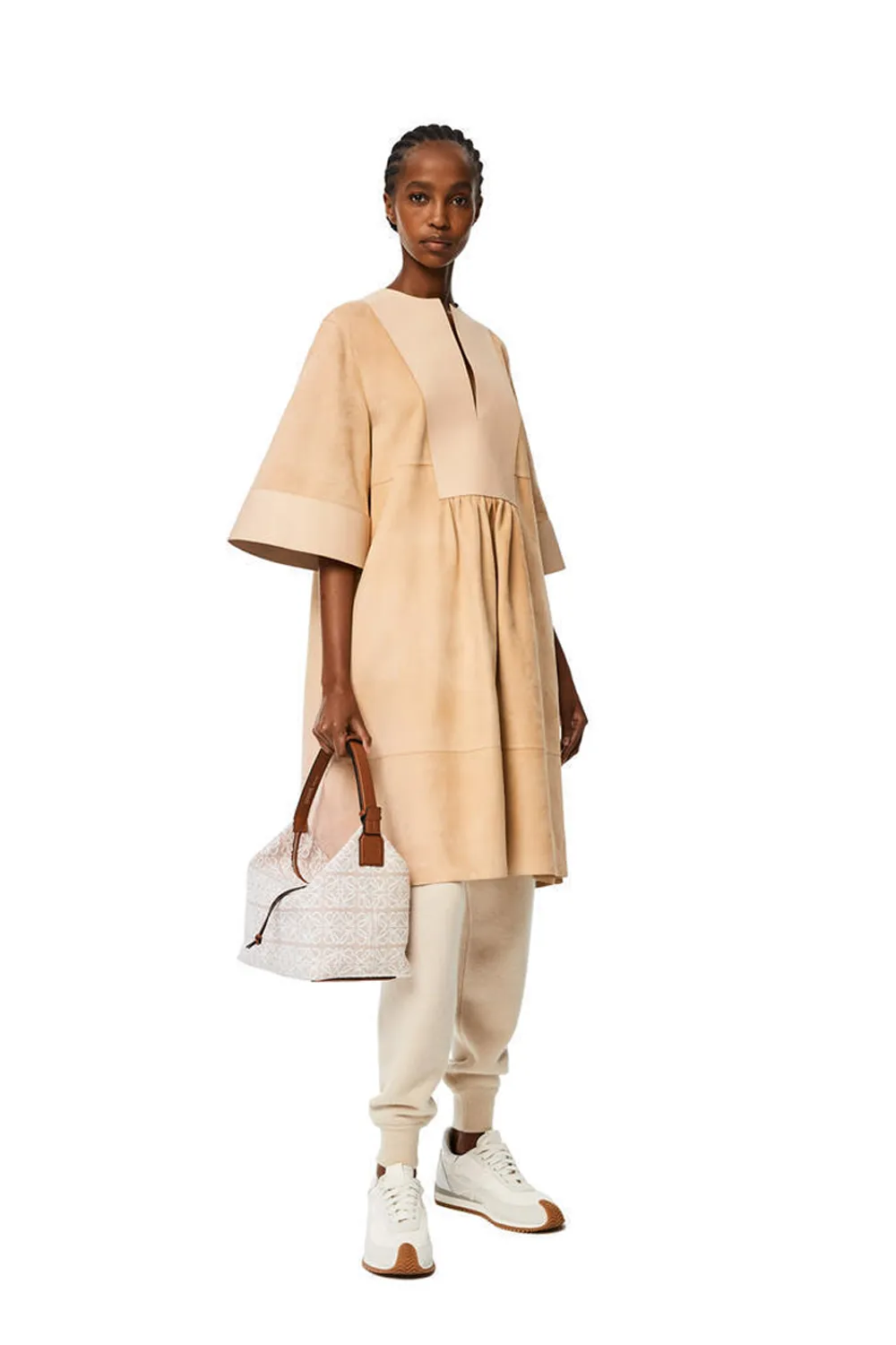 LOEWE Cubi Bag in Ecru/Tan Anagram Jacquard and Calfskin 4