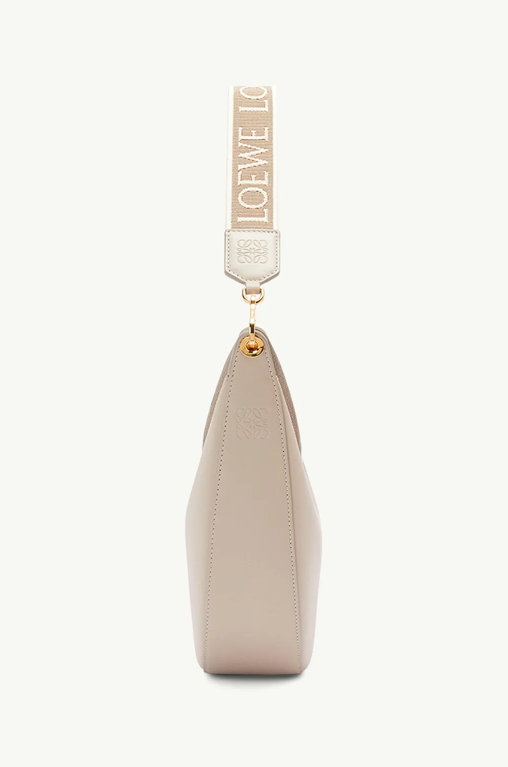 LOEWE Luna Hobo Bag in Light Oat Satin Calf with Jacquard Strap 3