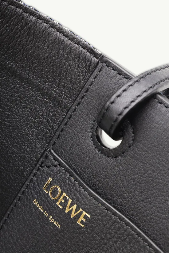 LOEWE Anagram Pattern East West Tote Bag in Navy/Black Jacquard x Calfskin 3