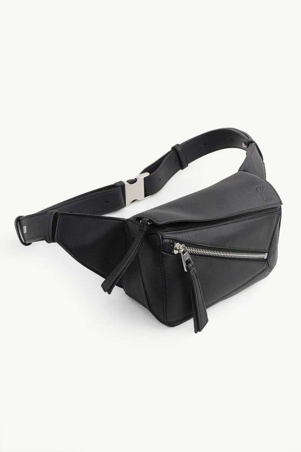 LOEWE Mini Puzzle Bumbag in Black Classic Calfskin 2