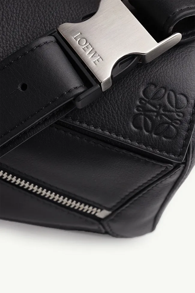 LOEWE Mini Puzzle Bumbag in Black Classic Calfskin 3