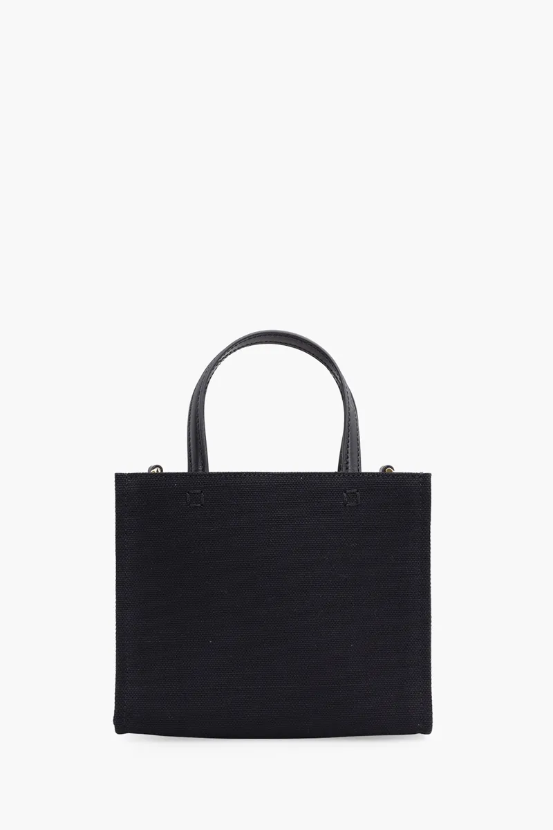 GIVENCHY Mini G Shopper Tote Bag in Black Canvas with Shoulder Strap 1