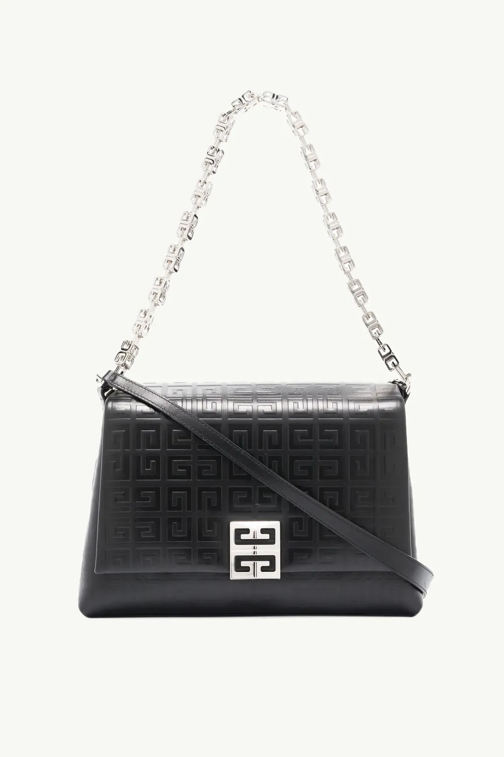 GIVENCHY Medium 4G Soft Flap Shoulder Bag in Black Calfskin SHW with Removable Shoulder Strap 0