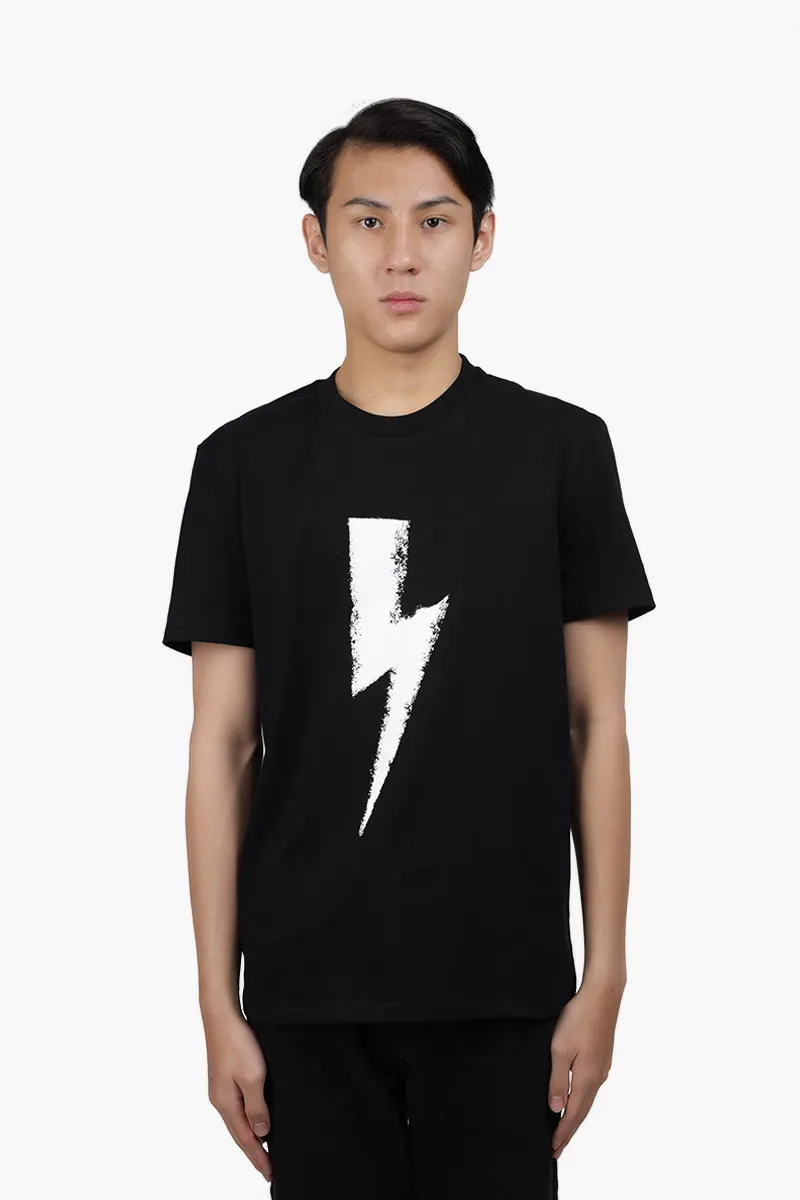 NEIL BARRETT Men Graffiti Chalk Bolt Slim Fit T-Shirt in Black/White 0