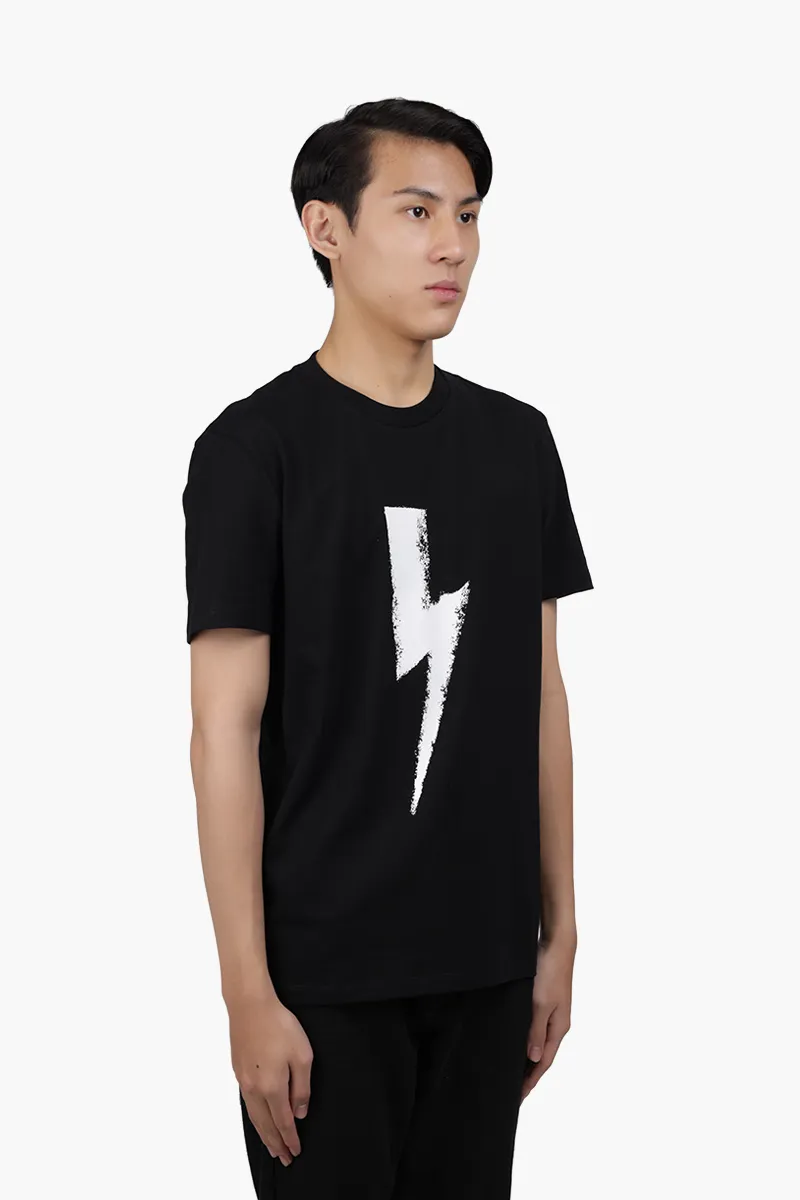 NEIL BARRETT Men Graffiti Chalk Bolt Slim Fit T-Shirt in Black/White 2