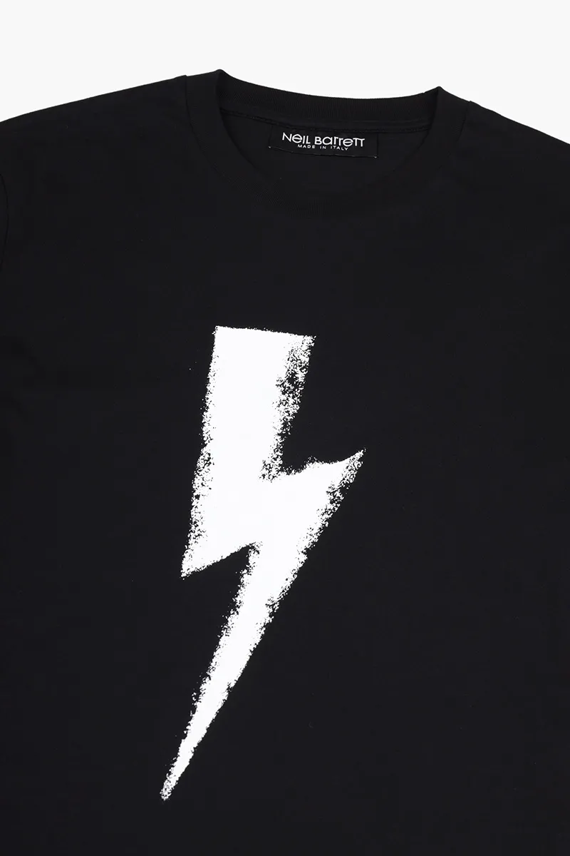 NEIL BARRETT Men Graffiti Chalk Bolt Slim Fit T-Shirt in Black/White 3
