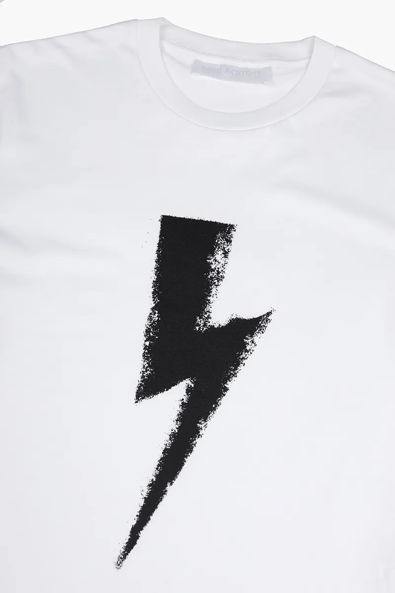 NEIL BARRETT Men Graffiti Chalk Bolt Slim Fit T-Shirt in White/Black 3
