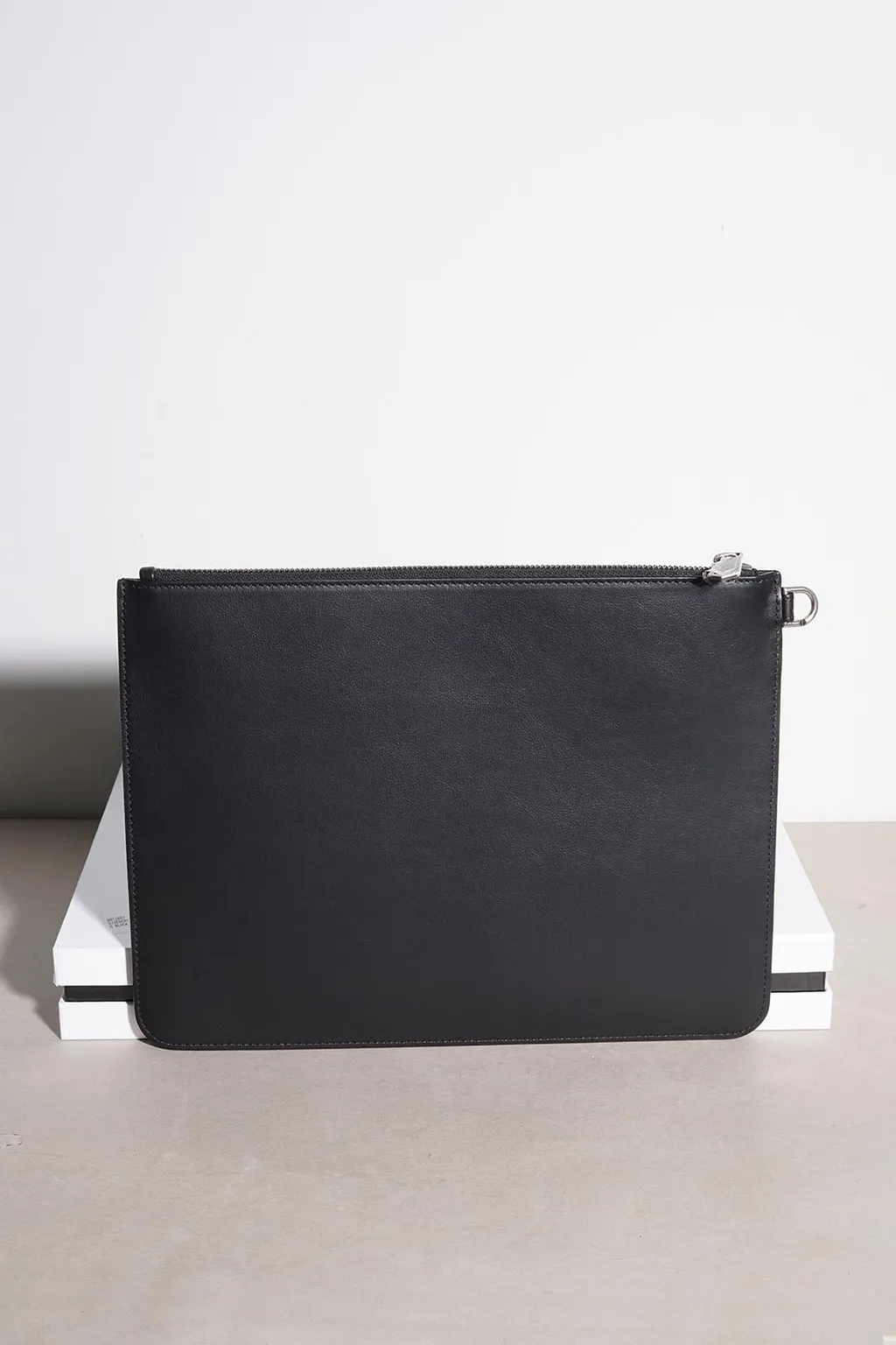 GIVENCHY Large Paris Logo Print Pochette in Black Leather 2