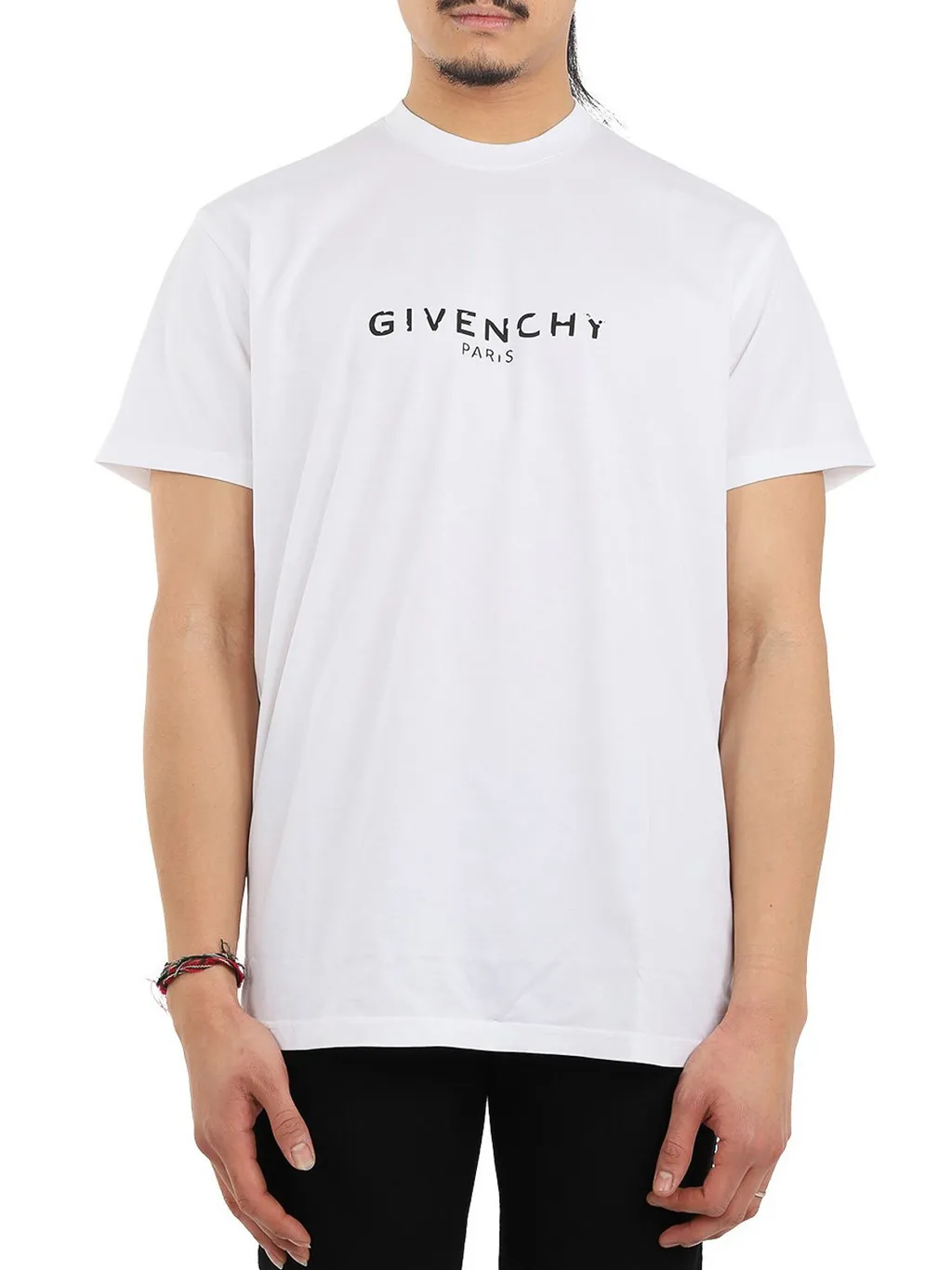 GIVENCHY Men Oversized Distressed Logo T-Shirt in White 4