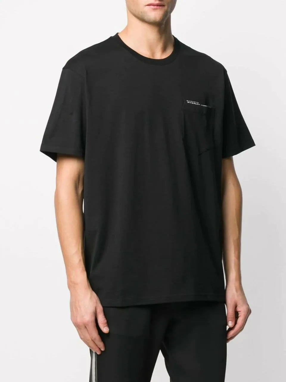 GIVENCHY Men Logo Ribbon Trimmed T-Shirt in Black with Pocket 4