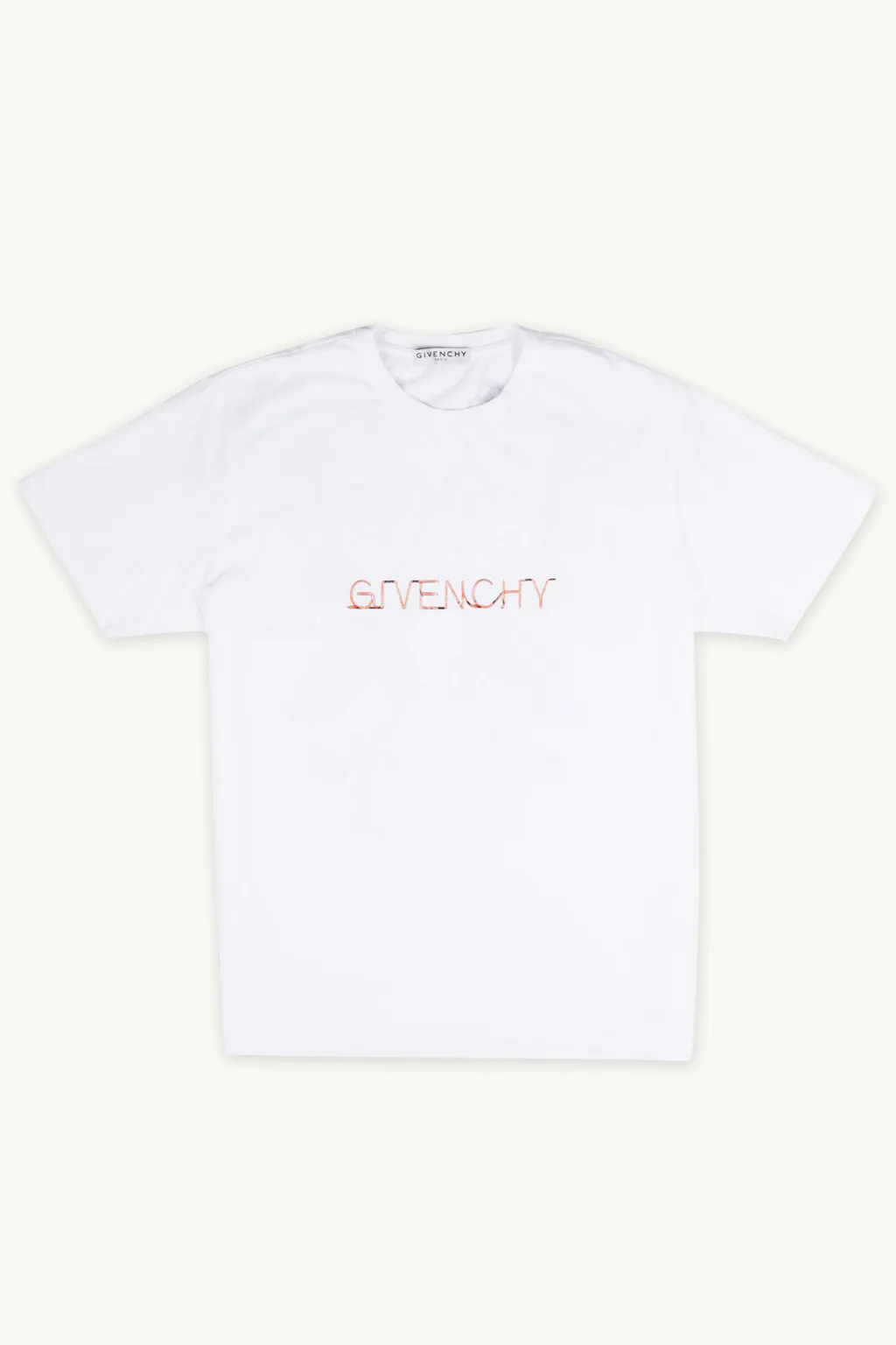GIVENCHY Men Neon Light Signature Printed Logo T-Shirt in White 0