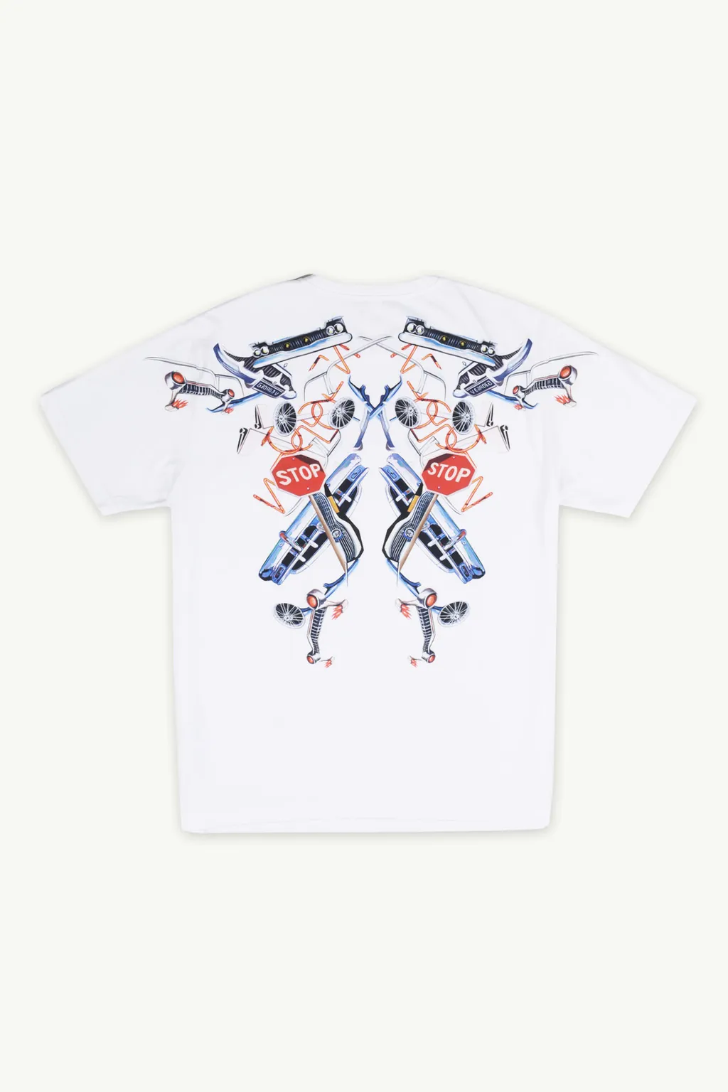 GIVENCHY Men Neon Light Signature Printed Logo T-Shirt in White 1