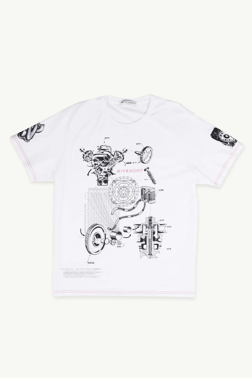 GIVENCHY Men Schematics Printed Logo T-Shirt in White 0