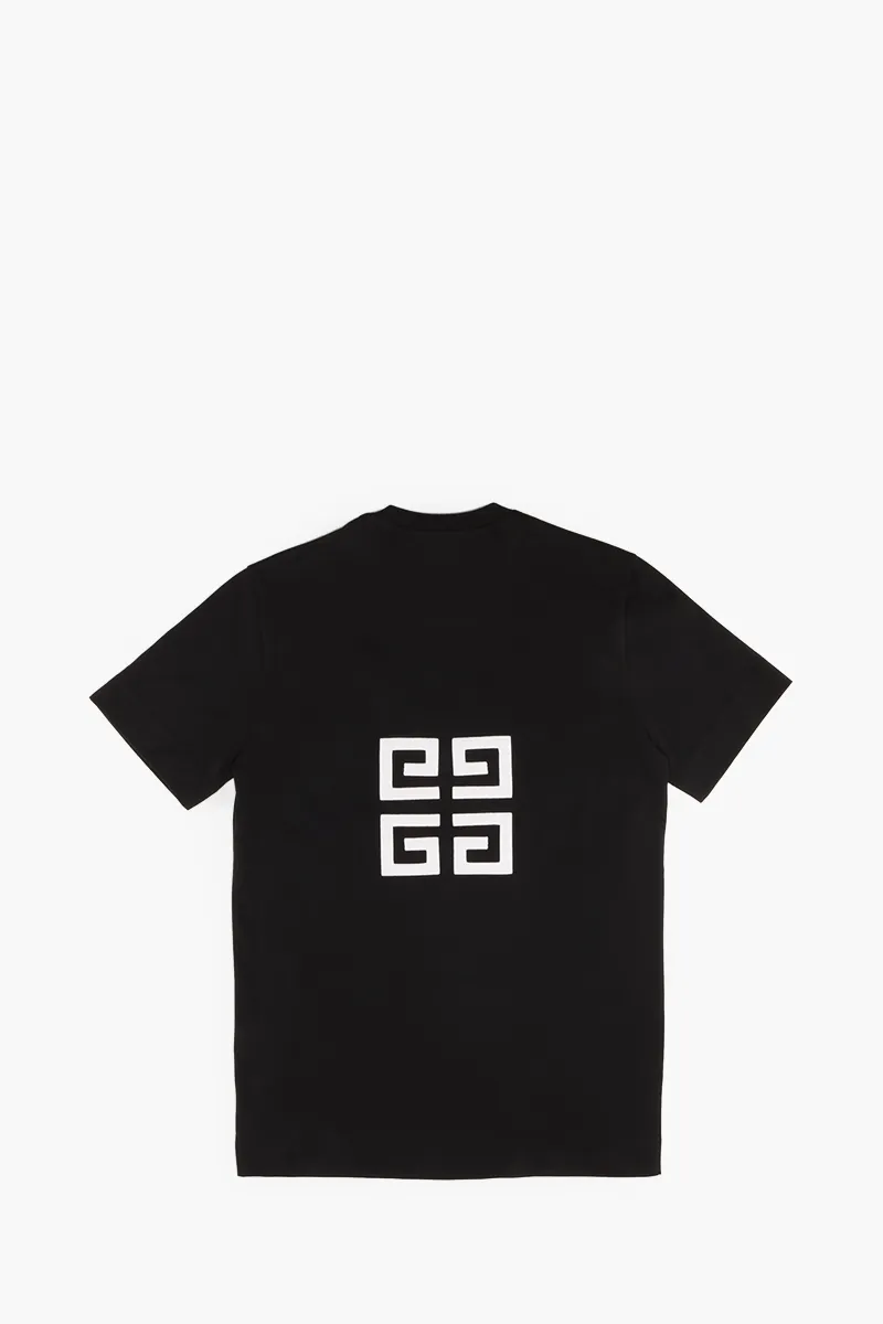 GIVENCHY Men Logo Embroidered Slim Fit T-Shirt in Black with 4G Emblem on Back 1