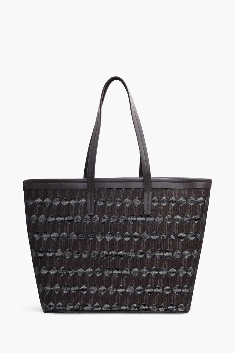 AU DEPART Horizontal La Roquette Monogram Tote Bag in Cacao Multicolor Reflective Jacquard x Leather 0