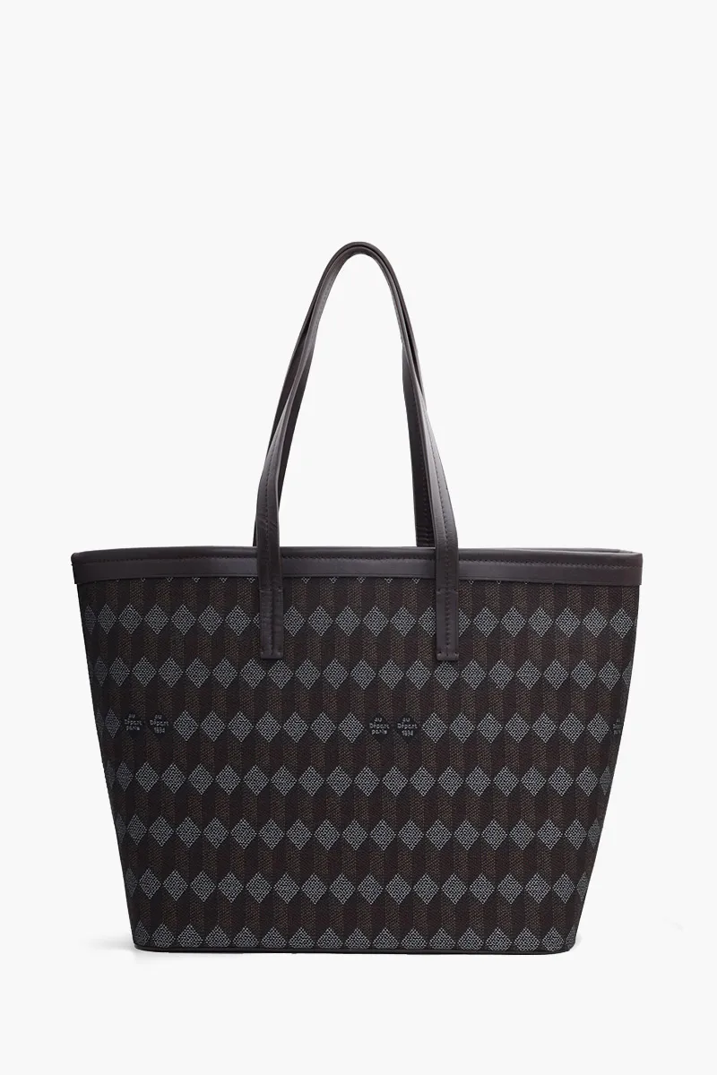 AU DEPART Horizontal La Roquette Monogram Tote Bag in Cacao Multicolor Reflective Jacquard x Leather 1