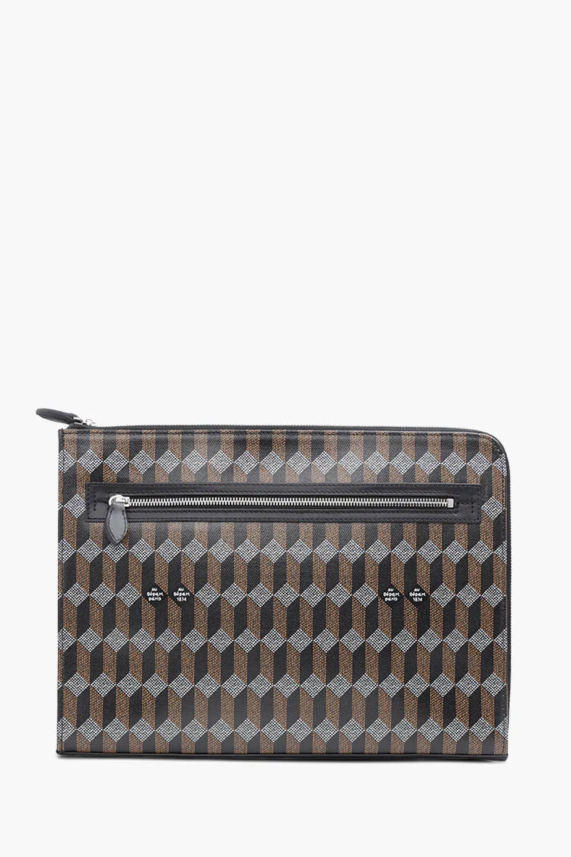 AU DEPART La Martin Monogtam Laptop Sleeve in Black Multicolor Reflective Jacquard 1
