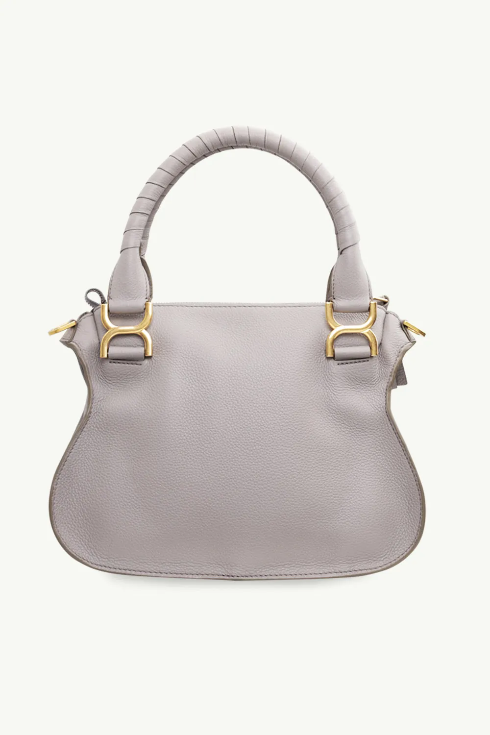 CHLOE Small Marcie Double Carry Bag in Cashmere Grey Grained Calfskin GHW 1