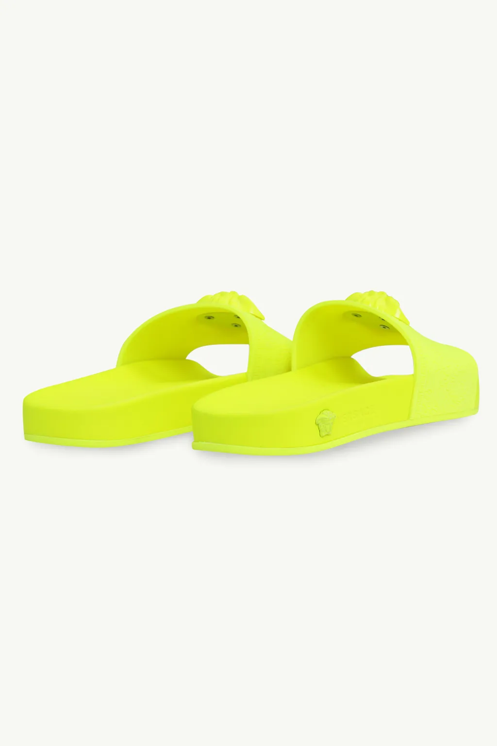 VERSACE Women Baroque Medusa Slide Sandals in Fluo Yellow 2
