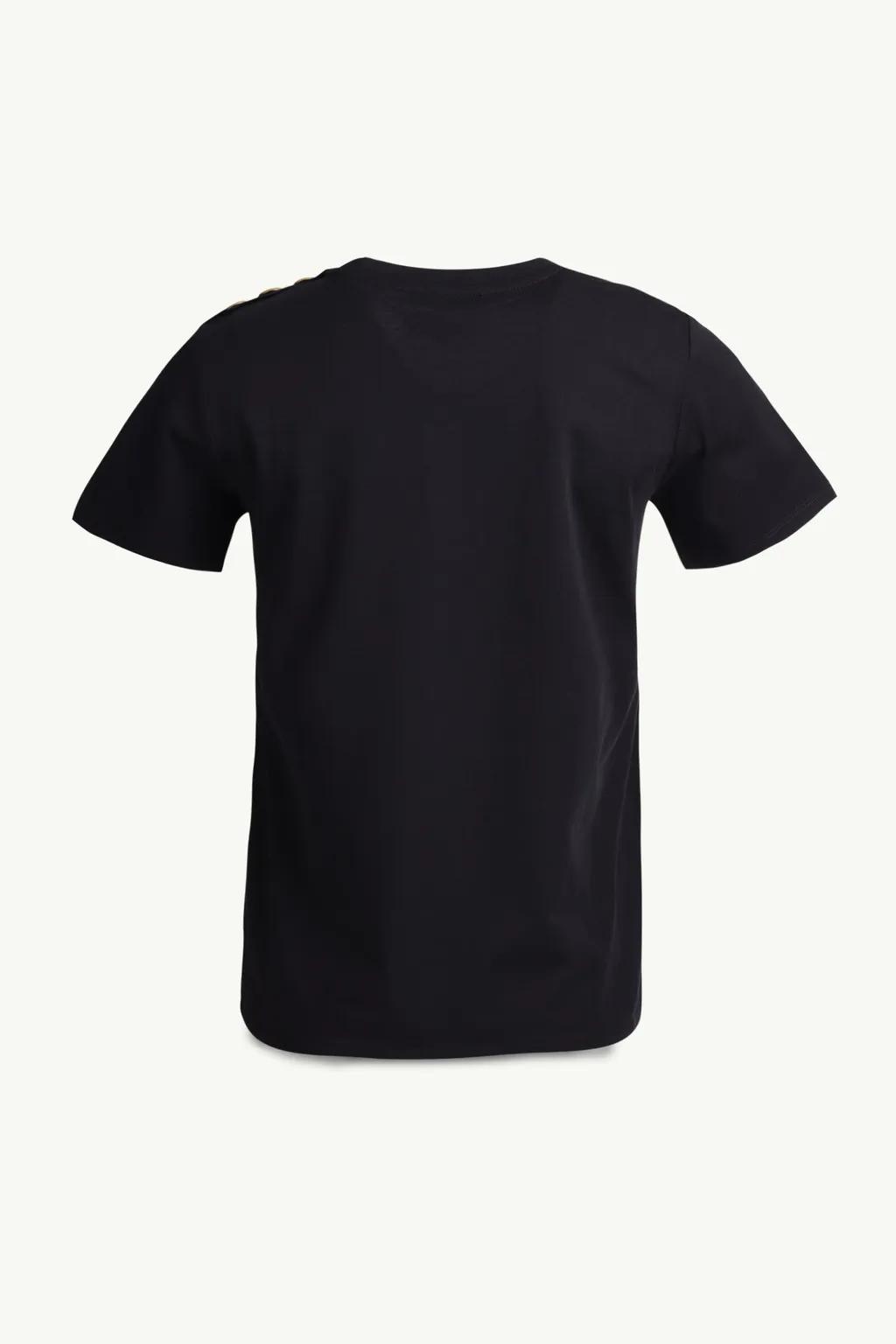 BALMAIN Women 3 Buttons Balmain Metallic Bold Logo T-Shirt in Black/Gold 1